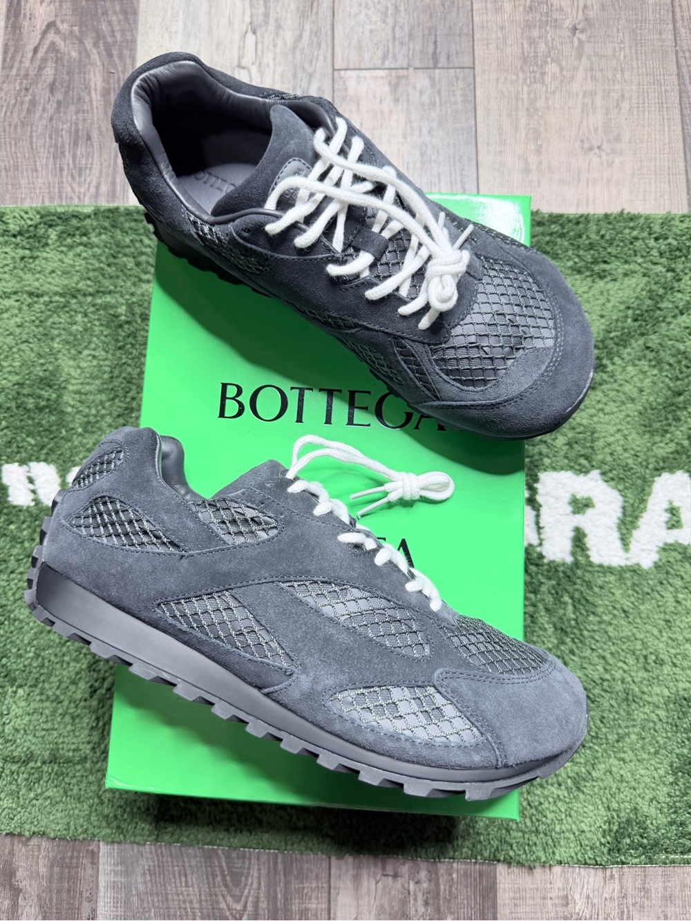 Bottega Veneta Men's Gray Suede and Mesh Sneakers